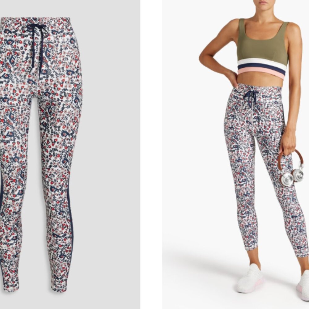 THE UPSIDE Cropped floral-print stretch leggings - Size 10 (Medium)